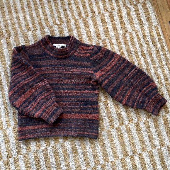 Veronica Beard Alston Merino Wool Sweater Stripes Mock Neck XS - Picture 4 of 6